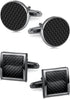 2 Pairs Classic Tuxedo Cufflinks for Men Bridegroom Flat Square Round Knot Cuff Links For Business Wedding Silver Black Tone...