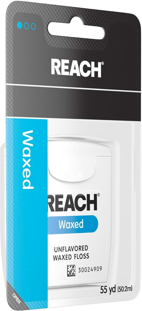 Reach Unflavored Waxed Dental Floss for Oral Care & Removal of Plaque & Food from Teeth & Gum Line, Accepted by The American Dental Association (A...