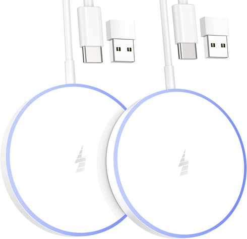 (2 Pack) Magnetic Wireless Charger, 15W Max Wireless Fast Charging Pad for iPhone 15 14 13 12 Series and AirPods, Magnet Apple Mag Safe Charger wi...