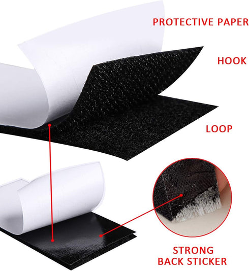 2x4 Inch Self Adhesive Hook and Loop Fasteners Strips Black Double Sided Mounting Adhesive Tape for Home Office Organization (12 Pairs)...