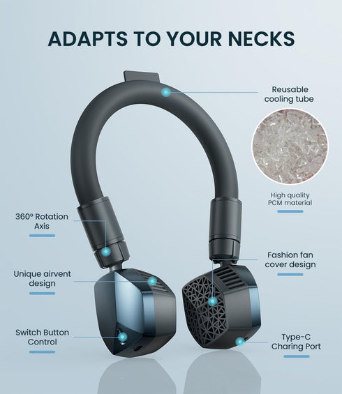 Portable Neck Fan, Bladeless Personal Fan, 360°Cooling Wearable Fan, Fast Cooling, USB Rechargeable Battery Operated, 3 Speeds Ultra Quiet, Birthd...