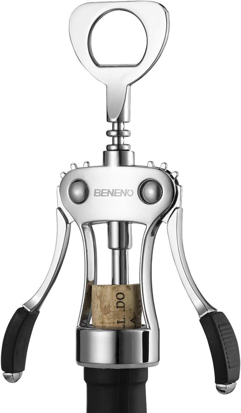 Beneno Wine Opener, Zinc Alloy Premium Wing Corkscrew with Multifunctional Bottles Opener, Sharp Wine Corkscrew with Ergonomic Non-Slip Wing Handl...