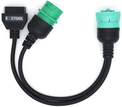 J1939 Splitter 9 Pin Green Type 2 Male Plug to Female and 16 Pin OBD2 Y Cable Adapter Converter for Commercial Truck Fleet ELD GPS Tracker...