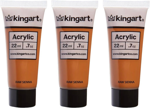 KINGART 500-138 PRO Artist Quality RAW SIENNA Acrylic Paint, 22ml (0.74oz) Tubes, 3 Pack - Set (66ml Total), Raw Sienna...