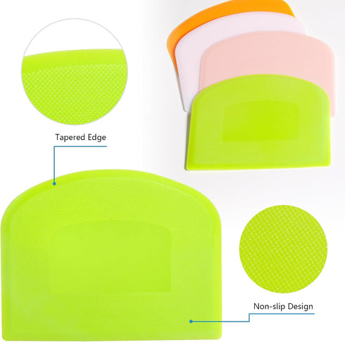 Dough Scraper Bench Scraper for Baking, 4 PCs BPA Free PE Plastic Flexible Bowl Scraper, Food-safe Plastic Dough Cutter for Bread Cake Dough Fonda...