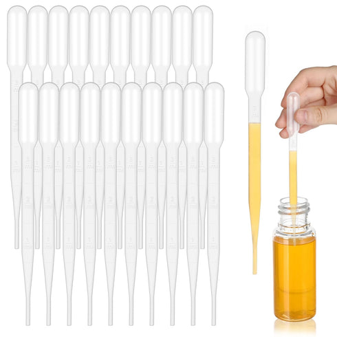 Augshy 200PCS 3ml Plastic Pipettes, Disposable Transfer Pipettes Droppers for Oils Essential Cupcake, Plastic Eye Liquid Dropper for Crafts, Makeu...
