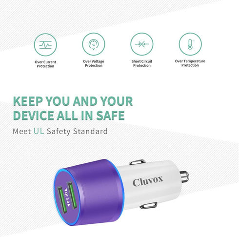 Rapid USB C Car Charger, Compatible for Samsung Galaxy S23/S22/S21/Note 20/Ultra/10/Plus/9/8/S20/S10+/S10e/S9/S8/A50/A70, Quick Charge 3.0 Dual US...