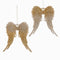 Kurt Adler Gold/Silver Glitter Angel Wings Ornament - 2 Assorted Christmas...
