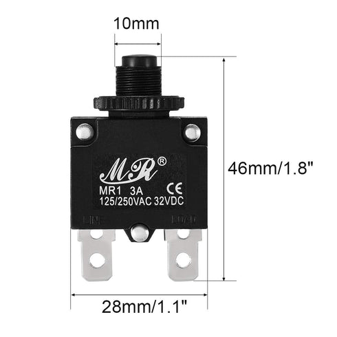 uxcell 2Pcs Thermal Overload Protector AC 125/250V 3A Push Button Reset Circuit Breaker...