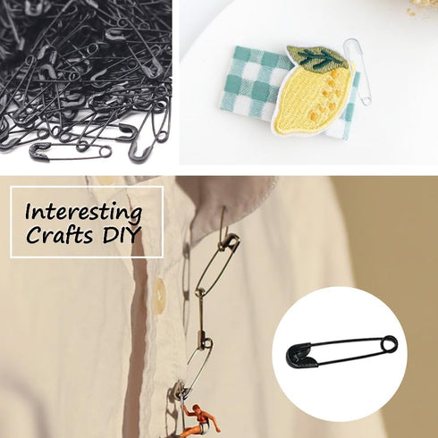 500 Pieces Safety Pins 20mm Small Sewing Pins Metal Mini Safety Pins for Home Office Art Craft Jewelry Making (XBZ/Black)...