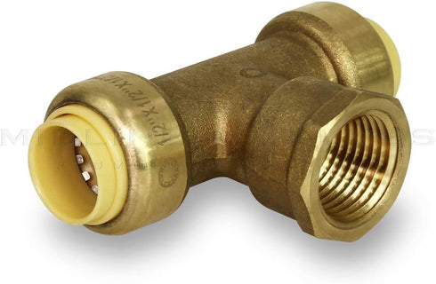 Everflow Supplies Pushlock Female Center Tees UPCTF12 Push x Push X Female 1/2 Inch Quick & Easy Installation with Corrosion Resistant to Improve ...