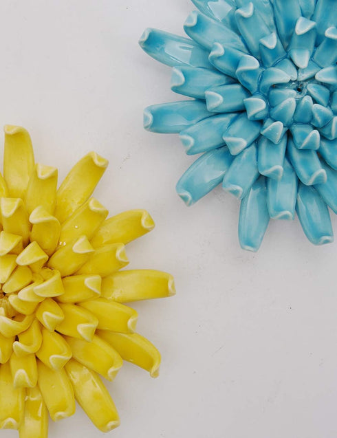 SEINHIJO Ceramic Flower Wall Decor 3D Wall Art Sculpture Modern Arts Gifts Yellow 5.1inch...