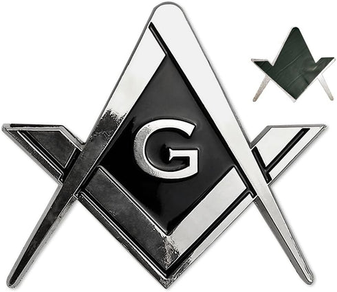 Masonic Car Emblem Square and Compass Metal Decal...