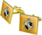 Harry Potter Hufflepuff Painted Crest Square Cufflink Set Gold Color...