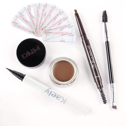evpct Eyebrow Stamp Pencil Kit for Eyebrows, Makeup Brow Stamp Trio Kit with Waterproof Eyebrow Pencil, Eyeliner, Eyebrow Pomade, 10 Eyebrow Stenc...