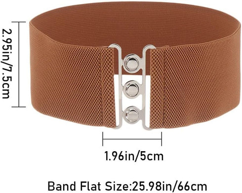 Women's Metal Belt Elastic Retro Leopard Belt Elastic Retro Pu Leather Belt(leopard print)...