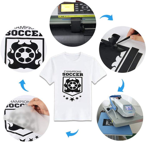 CAREGY Heat Transfer Vinyl HTV Iron on Vinyl for T-Shirts 12 x 10 Inches 16 Sheets (White and Black)...