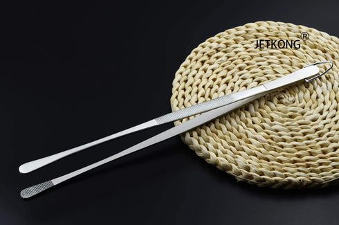 JETKONG 12-Inch Fine Tweezer Tongs Long Cooking Tweezer Stainless Steel Kitchen Tweezers...