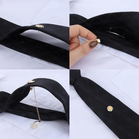 HAWSON Mens Tie Tacks for Men with Chain Round Gold Tie Pins Wedding Business Birthday Anniversary Initials A-Z Tie Clip Gifts...