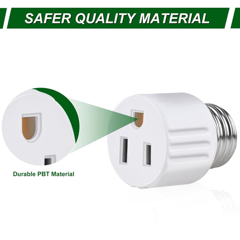 Outlet Light Socket Adapter,Screw in Outlet Socket,E26 Light Bulb to Outlet Socket Converter,Light Bulb Plug Adapter for Porch Light Socket,Camera...