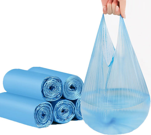 100 Count Trash Bags, jixik 4 Gallon Garbage Bags with Handlees 18''×23.6'' Unscented Trash Bag for Kitchen, Bedroom Livingroom, Bathroom (Blue)...