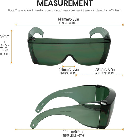 Calabria 3000 Large Fit Over Safety Glasses Fitover Prescription Eyewear Green Men Women Wrap Around Tint Anti Scratch Glare...