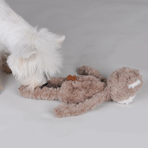 Stuffless Dog Toy, Plush Puppy Squeaky Toy with Bear Design for Foraging Snuggling Fetch Retrieve, No Stuffing Crinkle Snuffle Puzzle Chew Toy for...