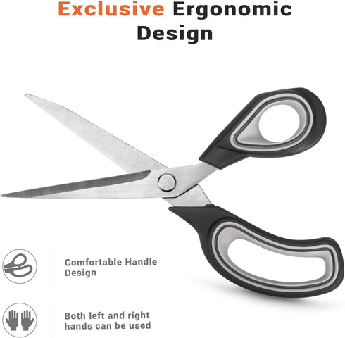 Premium Tailor Scissors Heavy Duty Multi-Purpose Titanium Scissors Professional for Leather Cutting Industrial Sharp Sewing Shears (2 Pack), Red/G...