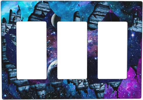 Starry Sky Triple Rocker GFCI Switch Plate Cover 3 Gang Decora Light Switch Cover Decorative Outlet Cover Wall Plate for Boy Bathroom Bedroom Game...