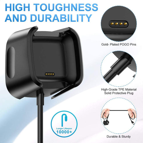 QIBOX Charger Compatible with Fitbit Versa 2 (Not for Versa/Versa Lite), 2-Pack Replacement USB Charging Cable Dock Stand for Versa 2 Health & Fit...