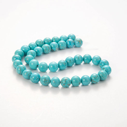 100Pcs Natural Stone Beads 8mm Turquoise Round Gemstone Loose Beads with Elastic Bracelet String for Bracelets Necklace Jewelry Making...