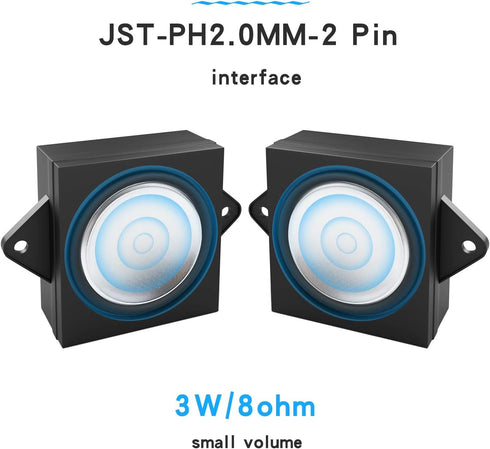 MakerHawk Arduino Speaker - 2pcs 3W 8 Mini Speaker, Full-Range, JST-PH2.0mm-2 Pin Interface, 3.3V-5V...