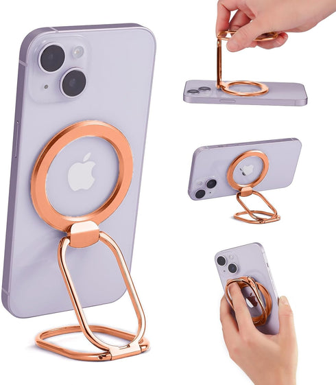 Magnetic Phone Ring Holder Stand with Mag Safe Phone Grip Adjustable Phone Ring Kickstand Magnet Accessories for iPhone15/14/13/12 Removable for W...