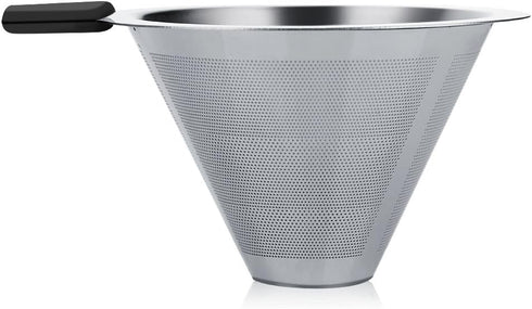Glass Hand Drip Coffee Maker Pot with Stainless Steel Permanent Filter - 400ML with Scale...