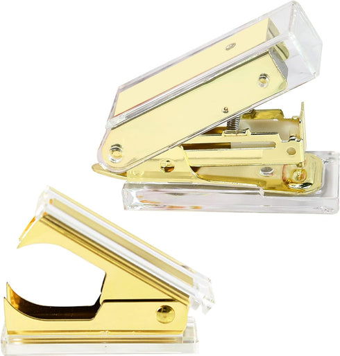 MultiBey Mini Gold Stapler with Staples, Acrylic Metal Desk Stapler with 26/6 Staples, 18 Sheets Capacity, Small Stapler for Women, Girls, Teenage...