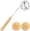 DOERDO 1PCS Wooden Handle Frying Mold Rosette Waffle Molds Homemade Frying Mold Kitchen Gadgets, Silver...