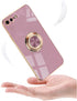aowner for iPhone SE 3/SE 2/iPhone 8/7 Ring Holder Case Shiny Plating Rose Gold Edge with 360 Degree Rotation Kickstand for Women Girls Slim Soft ...