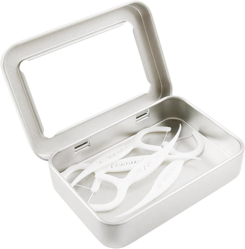 2Pack Portable Dental Floss Case with Transparent Window,Empty 3.4 * 2.3 * 0.7inch / 87x60x18mm Reusable Floss Holder,Dental Floss Dispenser for T...