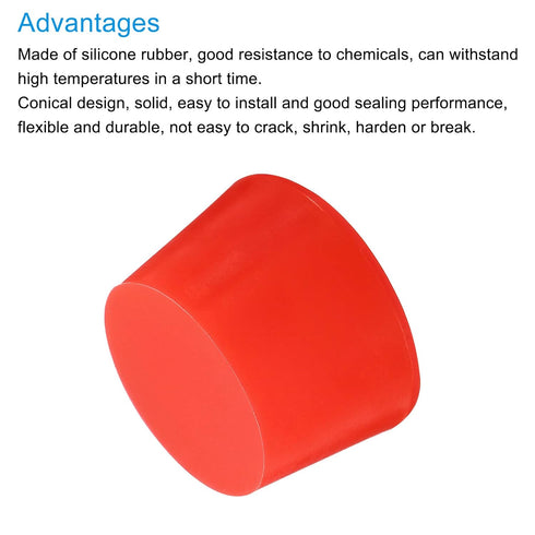 MECCANIXITY Silicone Rubber Tapered Plug 36mm to 43mm Solid Red for Powder Coating, Painting, Anodizing, Plating, Sandblasting, Laboratory Use 2 P...