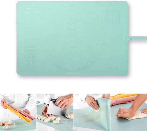 Extra Large Kitchen Silicone Pad, 23.6''x15.7'' Macaron Silicone Baking Mat, Thick Heat Resistant Mat Kneading Mat, Non Slip Non Stick Silicone Pa...