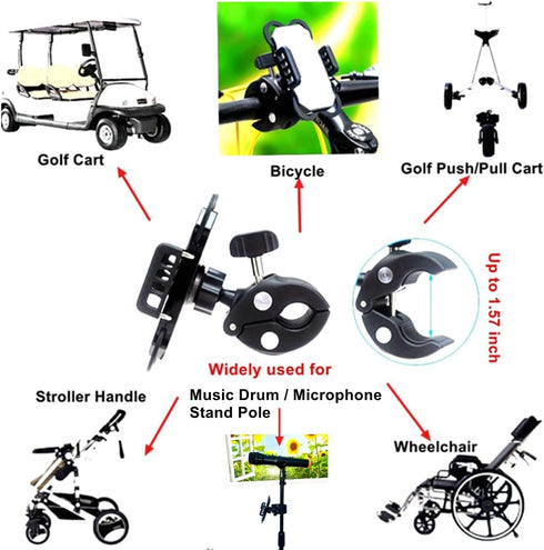 Cell Phone Holder Mount Clip for Golf Cart,Golf Pull Push Cart,Music Microphone Mic Stand,Bike/Scooter,Stroller,Wheelchair Walker,Boat,Adjustable ...
