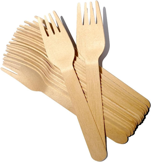 Disposable Wooden Forks, 100 PCS Eco-friendly Forks Recycling Wood Utensils Disposable Cutlery Fork for Eating, Outdoor Camping, Party, Picnics, W...