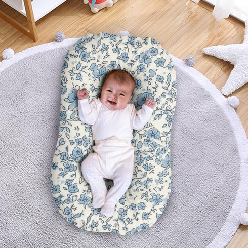 Blue Ditsy Floral Crib Sheets for Boys or Girls Pastoral Style Ditsy Flower Soft and Breathable Crib Mattress Sheet French Countryside Baby Cradle...