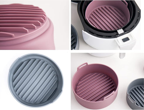 jNE Premium Air Fryer Silicone Pot, Bowl, Basket | Food Safe Air Fryers Oven Accessories | Easy to Clean | Replacement of Parchment Liners | 6.3 i...
