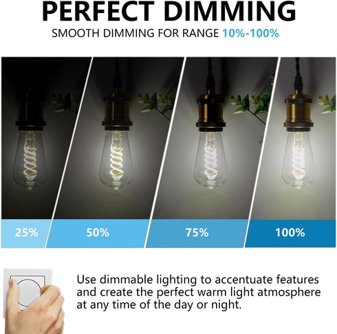BORT Dimmable LED Edison Bulbs, 6W Equivalent to 60W Vintage Light Bulb, E26 5000K ST58/ST19 LED Bulbs, Antique Flexible Spiral LED Filament Light...