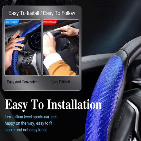 Steering Wheel Cover, Car Carbon Fiber Anti-Skid Steering Wheel Cover, Segmented Steering Wheel Protector Car Interior Accessories Suitable for Mo...