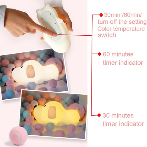 Silicone LED Papa Puppy Night Light Touch Sensor Switching Night Lamp, Transform Between Warm White 2700K and White 6500K, Safe SIL+ABS, Sleep Tim...