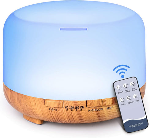 Essential Oil Diffuser, YIKUBEE Oil Diffuser, 500ml Humidifier, Diffusers for Home, Aromatherapy Diffuser with Remote Control, Diffusers for Essen...