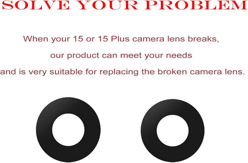 2 Pcs/Set 15 Plus Rear Camera Lens Replacement for iPhone 15 Back Camera Lens Glass Replacement with Pre-Installed Adhesive + Repair Tool Kit, Ant...