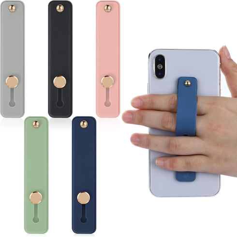 Cobee Phone Loop Finger Holder, 5pcs Phone Grip Straps Silicone Phone Finger Strap Finger Cell Phone Grip Universal Finger Kickstand for Most Smar...